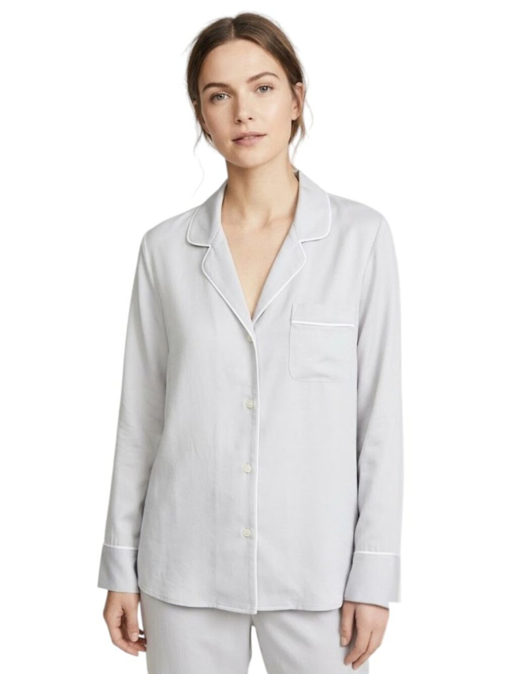 NEW J. Crew Easy-luxe eco long-sleeve pajama Button Up PJ Top Shirt Pale Sky NWT